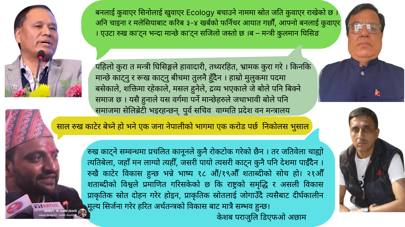 बहस के मा गर्दे छाै ? रुख काटन सजिलाे कि मान्छे काटन ? हाम्राे मानसिकता र अभिब्यक्ति कता जादैछ कता लादैछाै।